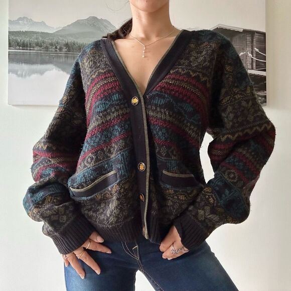 90s vintage one of a kind cabincore slouchy cardigan - Picture 6 of 9